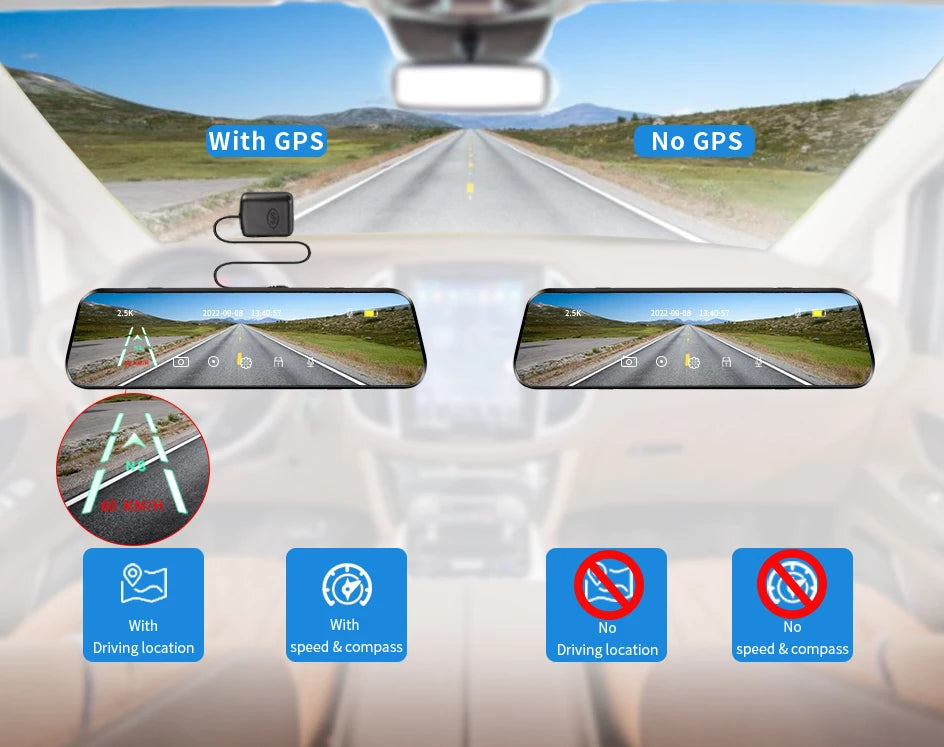 ACCEO Car Dvr 10 Inch Rear View Mirror 2.5K WIFI Dash Cam With Rear View Camera Video Recorder Registrar Dvrs Support  Bracket