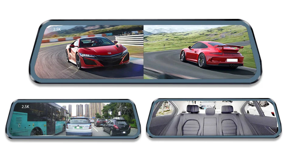 E-ACE 2.5K Mirror Camera For Car Touch Screen Video Recorder Rearview Mirror Dashcam 1440P GPS Wifi 24H Parking DVR Black Box