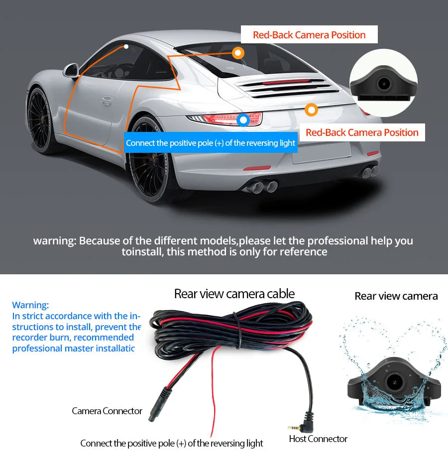 E-ACE 2.5K Mirror Camera For Car Touch Screen Video Recorder Rearview Mirror Dashcam 1440P GPS Wifi 24H Parking DVR Black Box