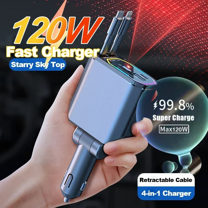 DualCharge 120W Retractable Car Adapter