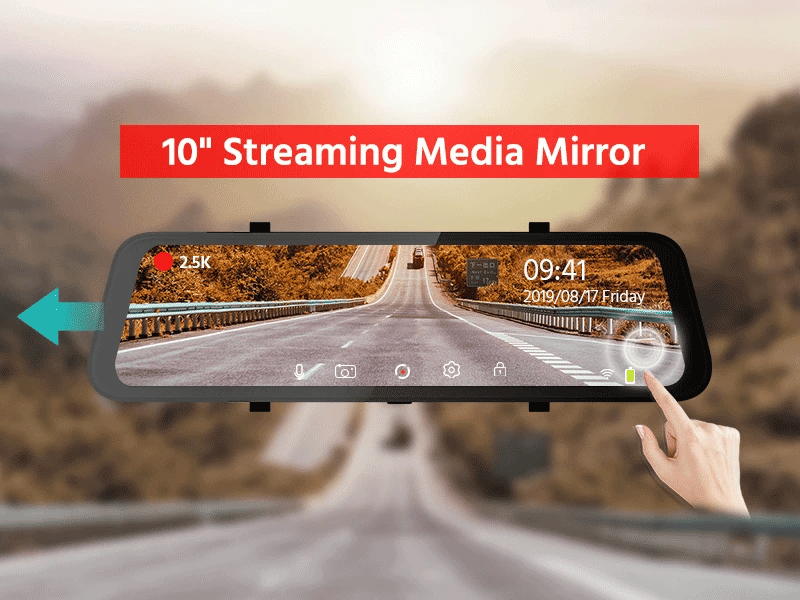 ACCEO Car Dvr 10 Inch Rear View Mirror 2.5K WIFI Dash Cam With Rear View Camera Video Recorder Registrar Dvrs Support  Bracket