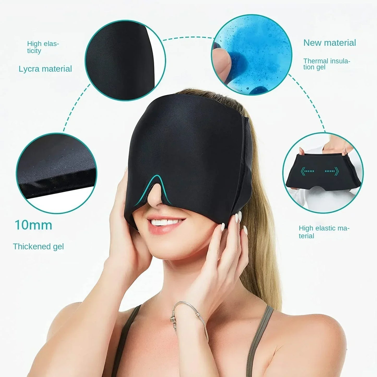 Migraine Relief Hat headache hat Gel Hot Cold Therapy Ice Cap For Relieve Pain Ice Hat Eye Mask