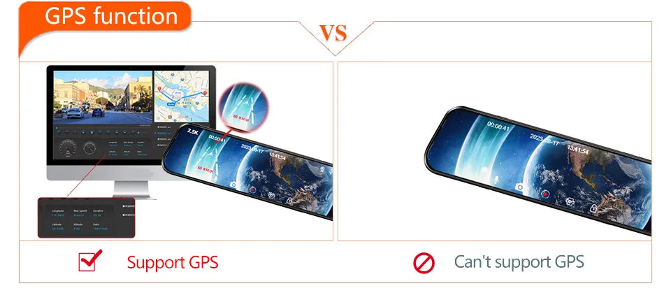 E-ACE 2.5K Mirror Camera For Car Touch Screen Video Recorder Rearview Mirror Dashcam 1440P GPS Wifi 24H Parking DVR Black Box