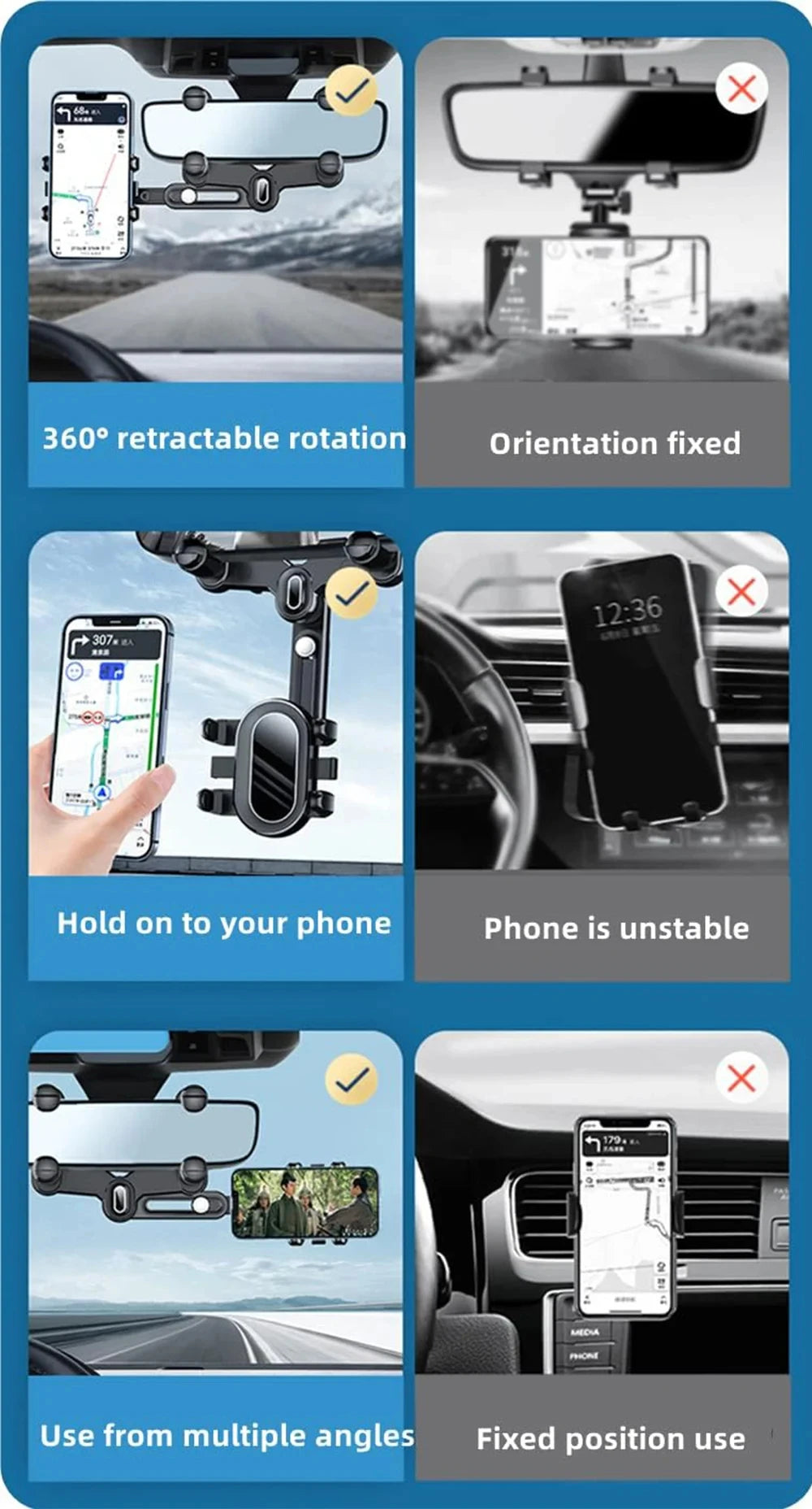 Rearview Mirror Phone Mount
