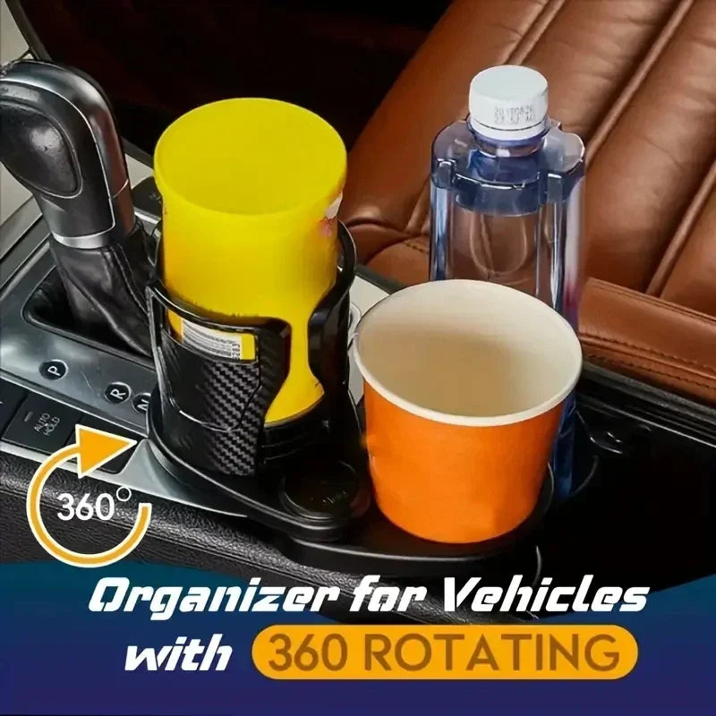 Unique Rotating Dual Car Cup Holder