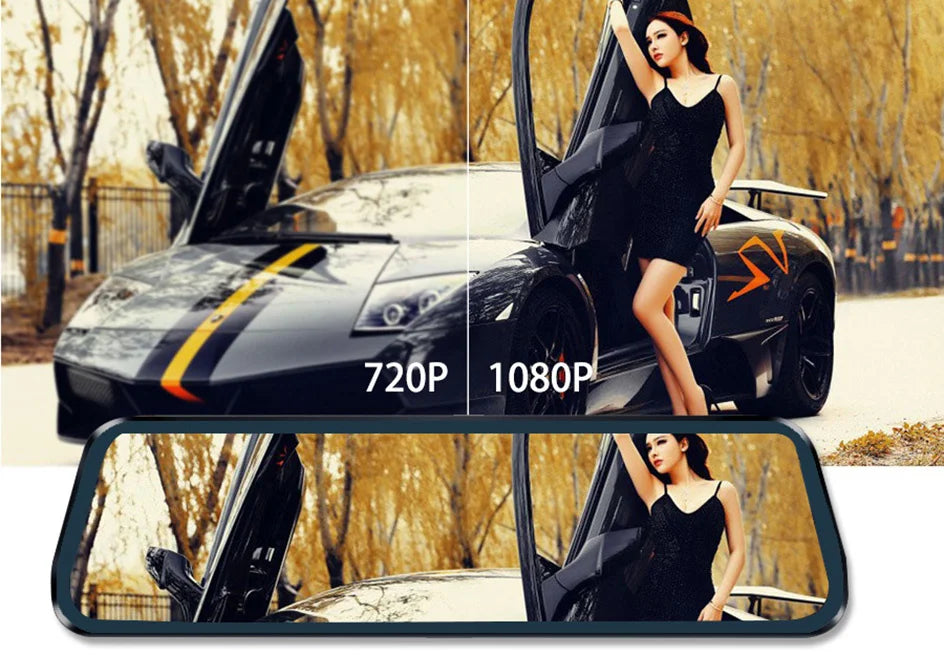 E-ACE 2.5K Mirror Camera For Car Touch Screen Video Recorder Rearview Mirror Dashcam 1440P GPS Wifi 24H Parking DVR Black Box