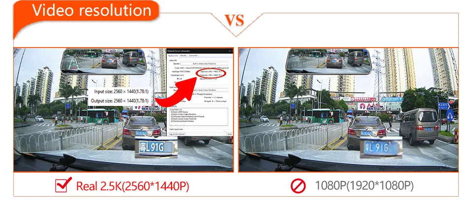 E-ACE 2.5K Mirror Camera For Car Touch Screen Video Recorder Rearview Mirror Dashcam 1440P GPS Wifi 24H Parking DVR Black Box