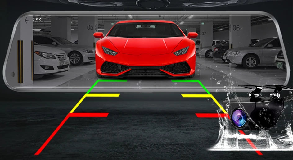 E-ACE 2.5K Mirror Camera For Car Touch Screen Video Recorder Rearview Mirror Dashcam 1440P GPS Wifi 24H Parking DVR Black Box