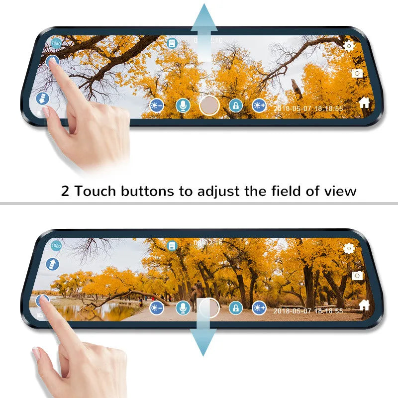 ACCEO Car Dvr 10 Inch Rear View Mirror 2.5K WIFI Dash Cam With Rear View Camera Video Recorder Registrar Dvrs Support  Bracket