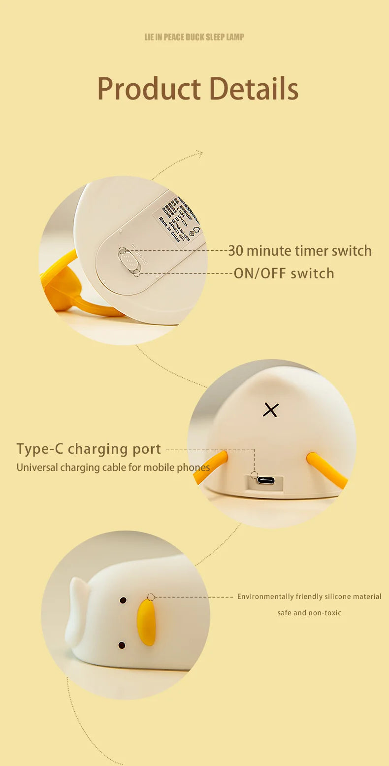 The Squishy Night Light Duck- LED Rechargeable